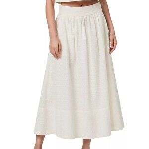 249$ PAIGE Ojai Cotton Floral Eyelet A Line Midi Skirts Side Zip Size 2 White